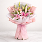 pink lily rose tulip bouquet luxury wrap Toronto flower delivery