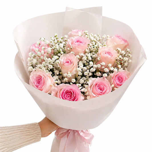 Classic Pink – 12 Rose Bouquet