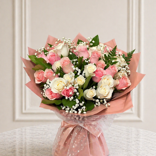 30 and 50 rose bouquet pink and white roses Toronto