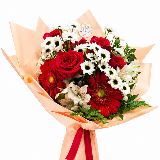 mixed bouquet roses gerberas daisies Toronto flower delivery
